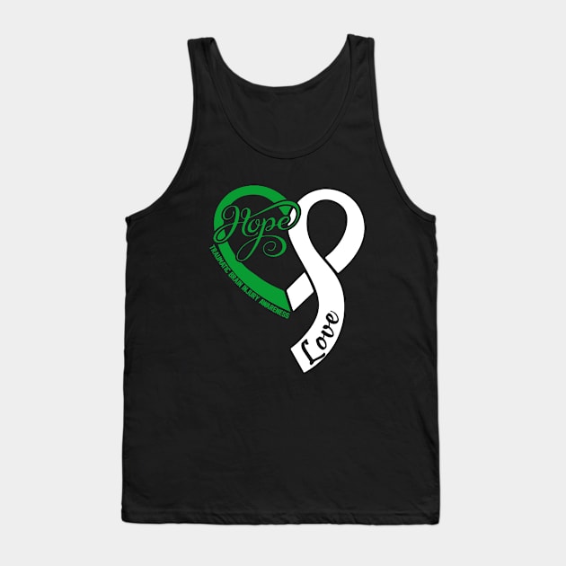 Traumatic Brain Injury Awareness Hope Love Heart Ribbon Happy Valentines Day- Love Shouldn't Hurt Stop Tank Top by DAN LE